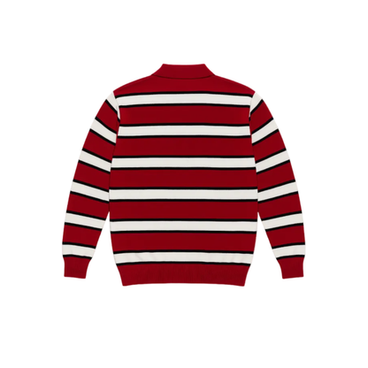 Rugby Stripe Knit Polo (Red Black White)