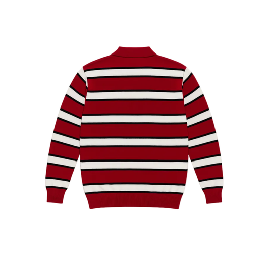 Rugby Stripe Knit Polo (Red Black White)