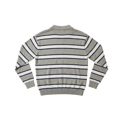 Rugby Stripe Knit Polo (Gray Navy White)