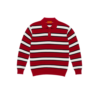 Rugby Stripe Knit Polo (Red Black White)