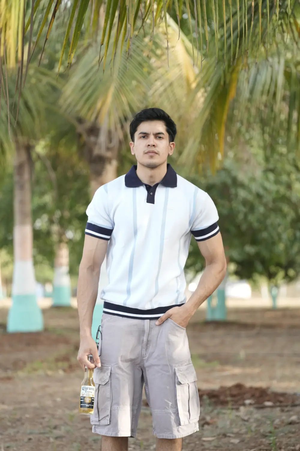 Retro Style Jersey Knit Polo - Sunny Rays