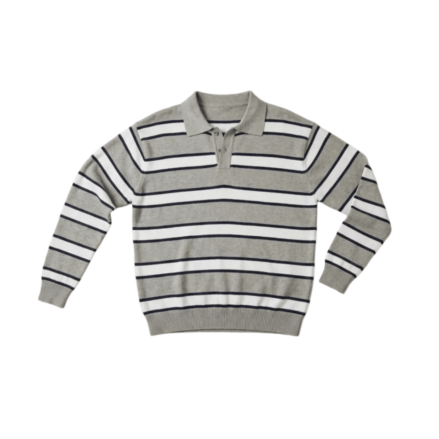 Rugby Stripe Knit Polo (Gray Navy White) - Sunny Rays