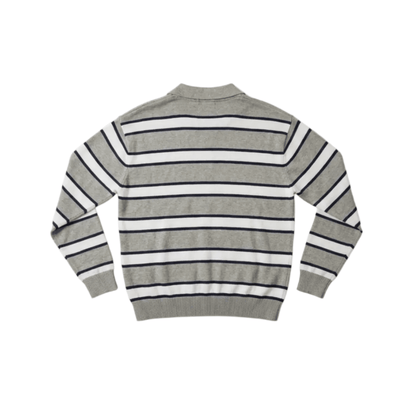 Rugby Stripe Knit Polo (Gray Navy White) - Sunny Rays