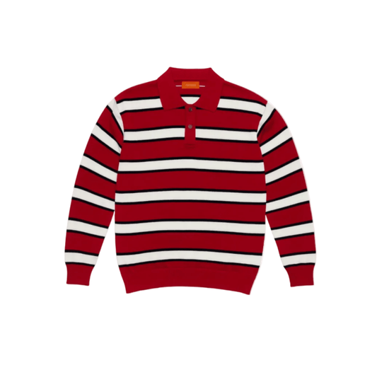 Rugby Stripe Knit Polo (Red Black White) - Sunny Rays