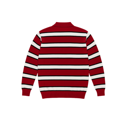 Rugby Stripe Knit Polo (Red Black White) - Sunny Rays