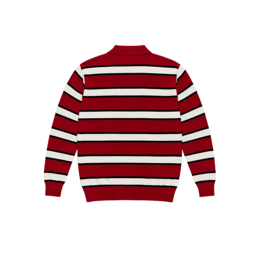 Rugby Stripe Knit Polo (Red Black White) - Sunny Rays